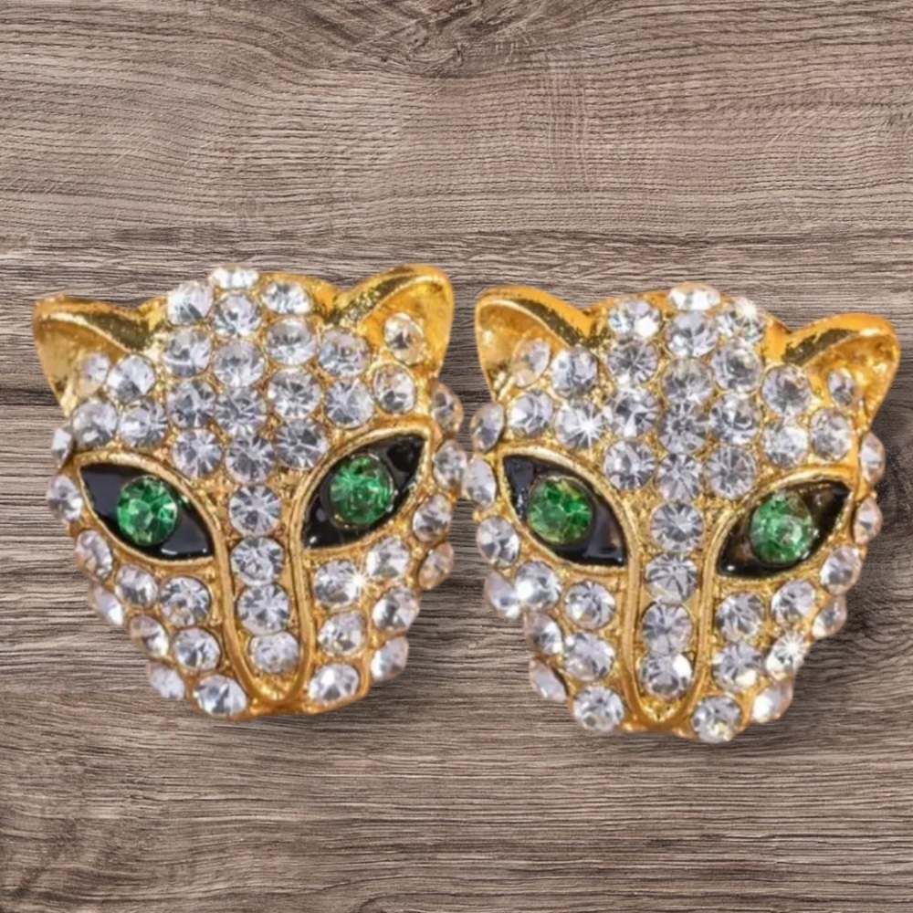 Leopard Stud Crystal Earrings